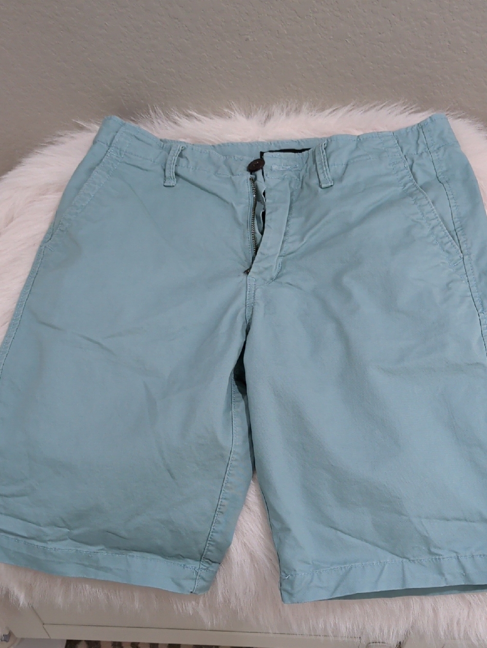 Aeropostale Men's Pale Blue Flat-Front Shorts
